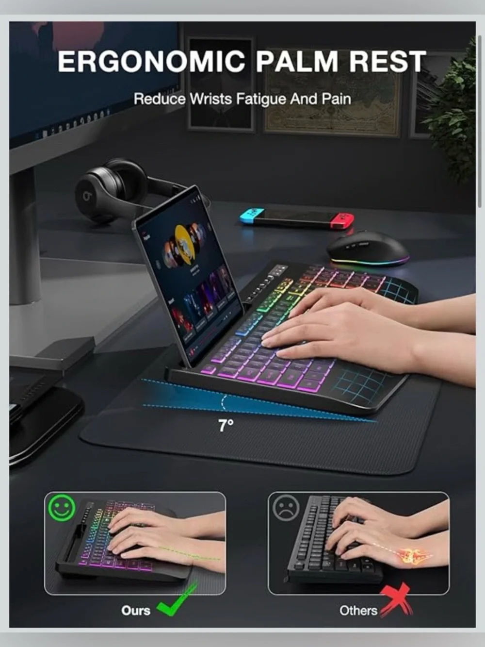 New Wireless Keyboard and Mouse Combo - 9 Backlit Effects, RGB, Phone Holder